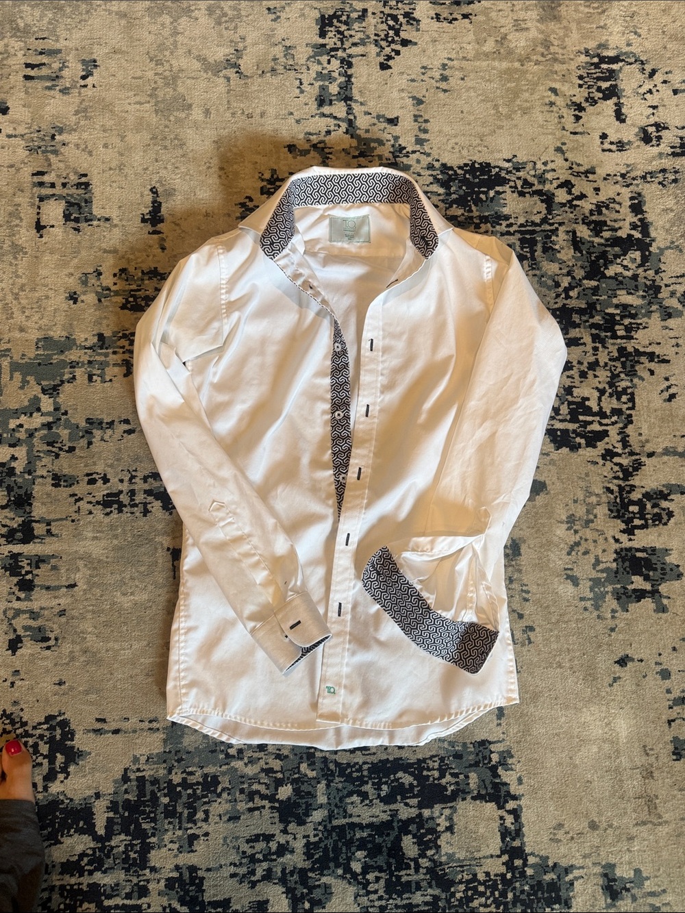 White button down T.O. Boys shirt with accent trim